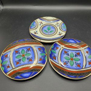 I Godinger Email De Limoges L.Narino Christmas Dishes Set 3 Dessert/Salad 7.5"